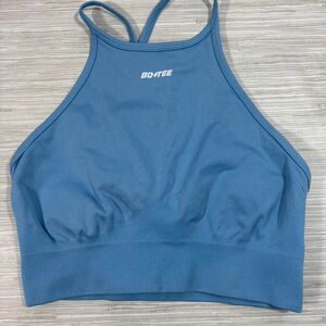 BO-TEE MEDIUM Women's Blue Crop sports bra ribbed very good condition